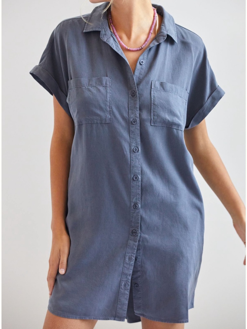 Anthropologie Cloth and Stone Mini Shirt Dress in Slate